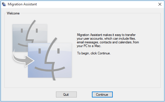 Migration Assistant welcome screen