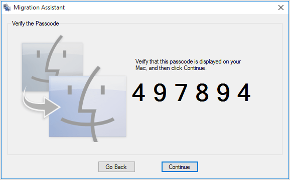 Windows Migration Assistant passcode